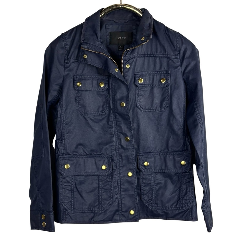 J. CREW 19034 BLUE DOWNTOWN FIELD WAXED 100% COTTON PLACKET UTILITY JACKET - Picture 5 of 16